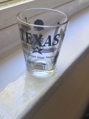 Texas Souvenir Shot Glass - Clear Glass with Black & Gold Graphics
